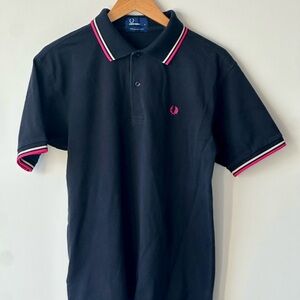 Fred Perry Navy Polo with Pink Trim